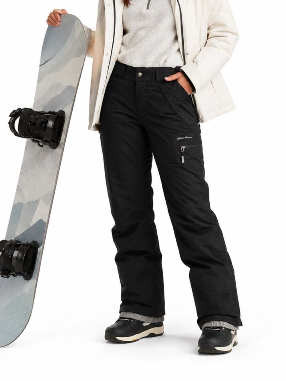Eddie Bauer Women's Black Elastic Cuff Ski Snowboard Snow Pants Size Small
